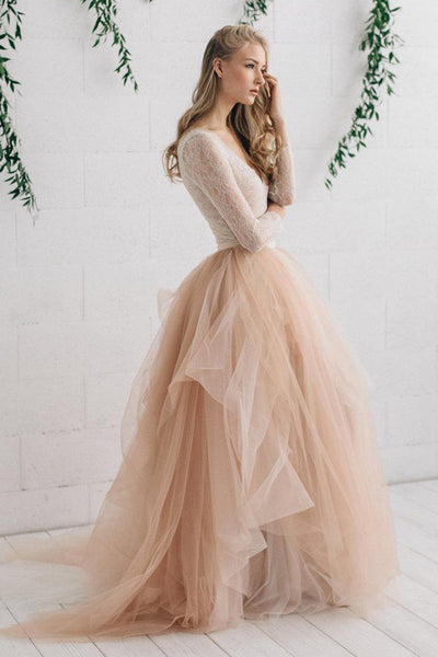 Tulle Satin Tiers Zipper Wedding Dress