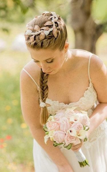 Chiffon Lace Weddig Dress With Beading Flower Lace-Up Back