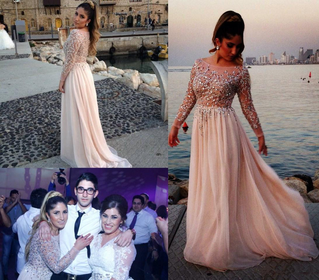 Glamorous Long Sleeve Beadings Prom Dresses 2016 Long Chiffon-318960 DorrisDress Glamorous Long Sleeve Beadings Prom Dresses 2016 Long Chiffon-318960 DorrisDress