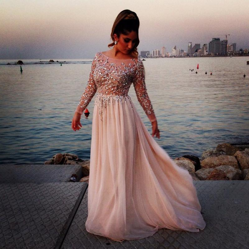long sleeve prom dresses 2013 Glamorous Long Sleeve Beadings Prom Dresses 2016 Long Chiffon-318960 –  DorrisDress