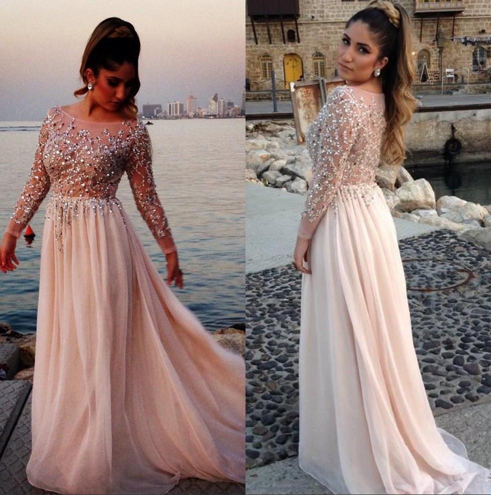 Glamorous Long Sleeve Beadings Prom Dresses 2016 Long Chiffon-318960 –  DorrisDress