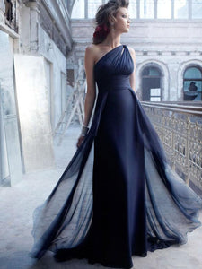 Elegant One Shoulder Long Chiffon Prom Dress-322695