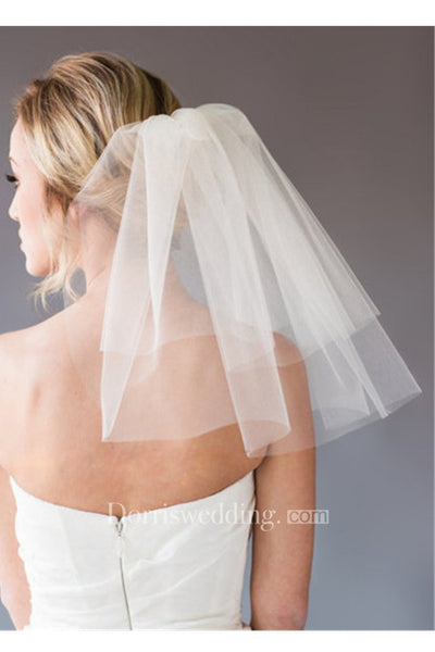 Simple Short Mesh with Hair Comb Accessories Wedding Veil