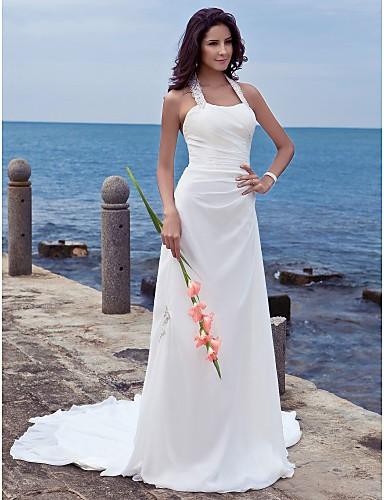 Halter Chiffon Column Sheath Wedding Long-Train Dress-708879 DorrisDress Halter Chiffon Column Sheath Wedding Long-Train Dress-708879 DorrisDress