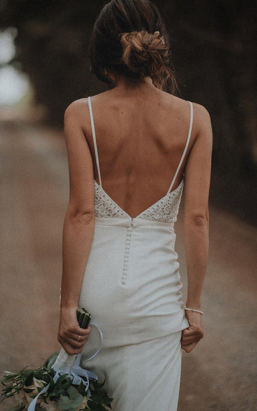 Sheath Sweetheart Chiffon Simple Wedding Dress Sleeveless With Open Back