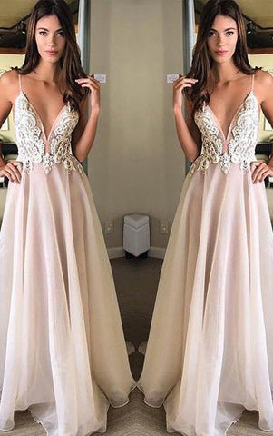 Chiffon Floor-length A Line Sleeveless Casual Evening Dress with Appliques
