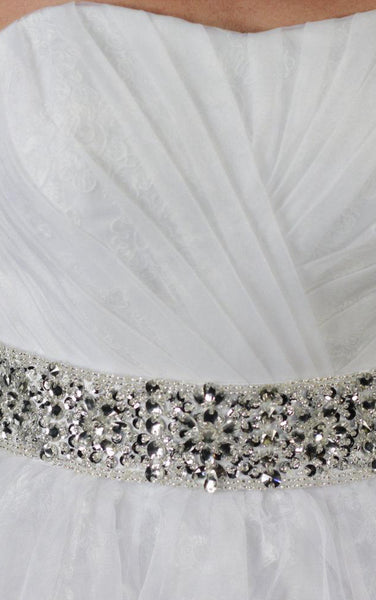 A-Line Crystal Belt Organza Sweetheart Wedding Gown