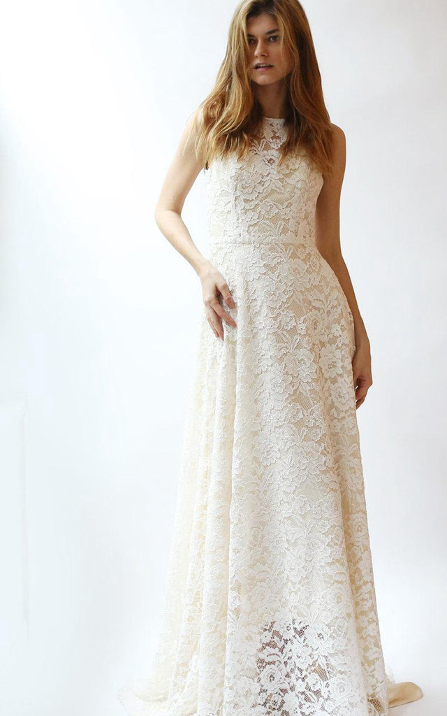 Jewel Neck A-Line Sleeveless Lace Dress With Low-V Back - ET_711289 DorrisDress Jewel Neck A-Line Sleeveless Lace Dress With Low-V Back - ET_711289 DorrisDress