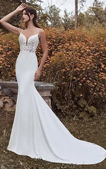 Mermaid Spaghetti Satin Wedding Dress Casual Sexy Elegant Country Summ DorrisDress Mermaid Spaghetti Satin Wedding Dress Casual Sexy Elegant Country Summ DorrisDress