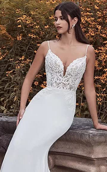 white mermaid dress casual Spaghetti Satin Wedding Sexy Elegant Country Summer With Open Back And Sleevesless And Appliques-716764 Dress Measures 14 Longer Size:Kid's XL memorialday26 Knitted Dress Pattern Free