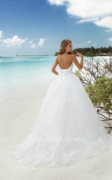Ball Gown Maxi Sweetheart Sleeveless Lace-Up Tulle Dress With Beading And Appliques