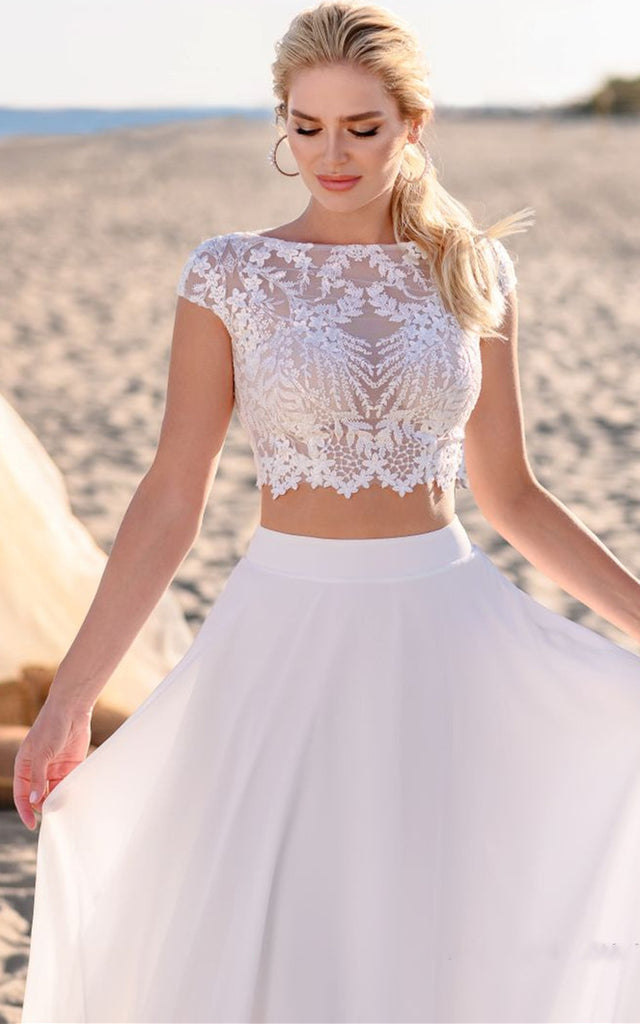 bohemian two piece dress Lace Wedding Dress - Bohemian