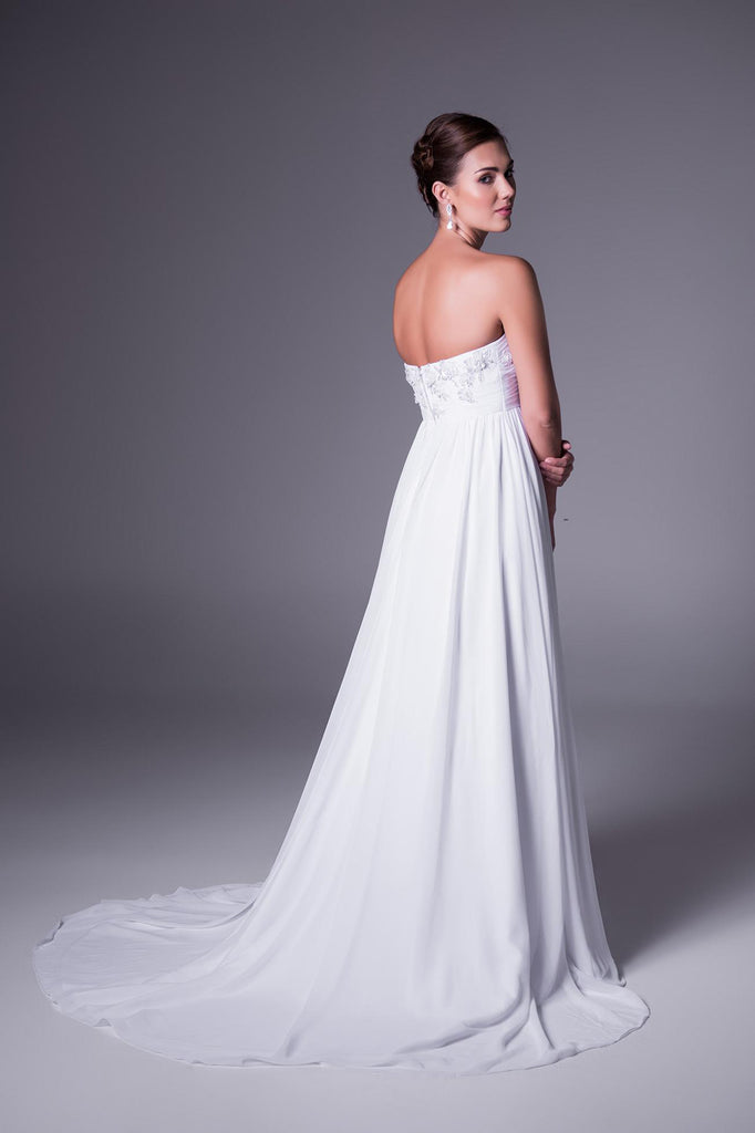 A-Line Empire Strapless Appliqued Chiffon Wedding Dress-MK_700458 DorrisDress A-Line Empire Strapless Appliqued Chiffon Wedding Dress-MK_700458 DorrisDress