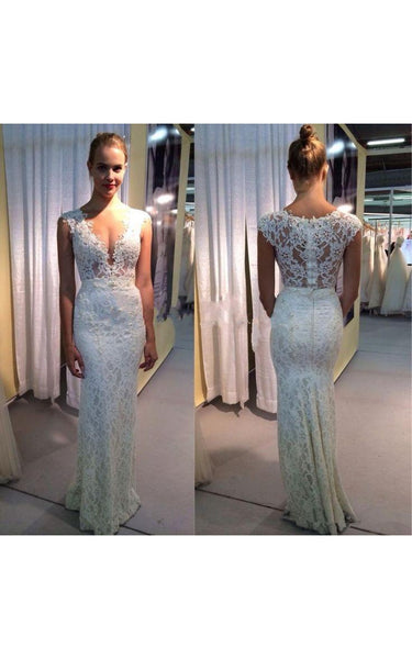 Elegant Lace Sleeveless 2018 Wedding Dress Zipper Back Floor Length