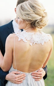 V-Neck Sleeveless Backless Long Chiffon Wedding Dress With Ruching-711089