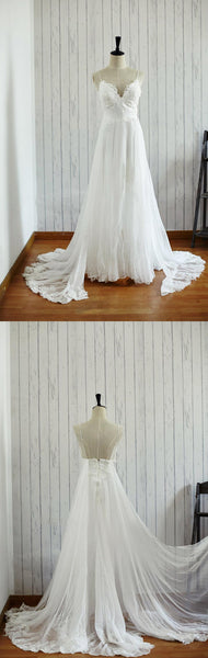 Backless Chiffon Lace Satin Wedding Dress