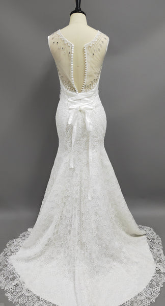 Trumpet Lace Weddig Dress With Illusion Lace-Up Back-z711563 DorrisDress Trumpet Lace Weddig Dress With Illusion Lace-Up Back-z711563 DorrisDress
