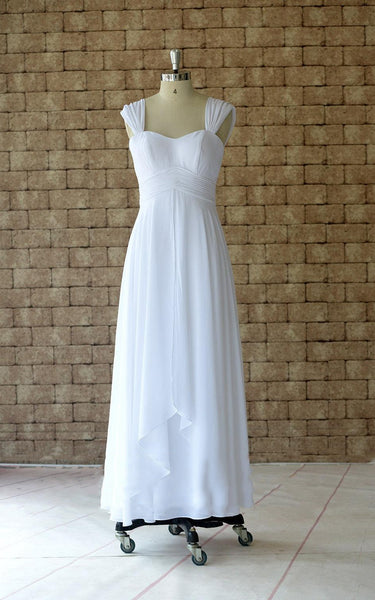 Ankle-Length Cap Sleeve Chiffon Dress-711701