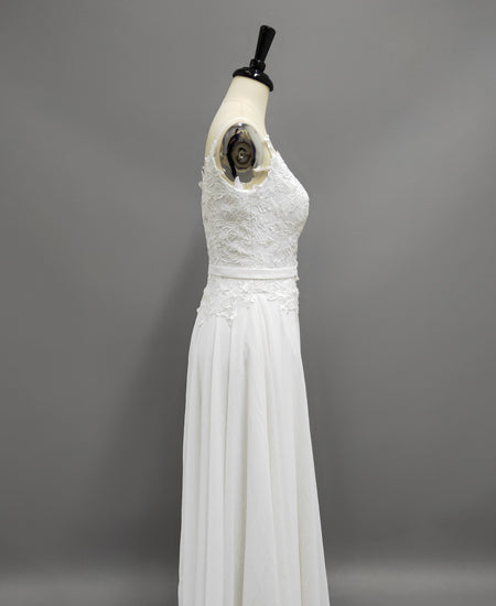 Chiffon Lace Weddig Dress With Beading Flower Lace-Up Back-z711964