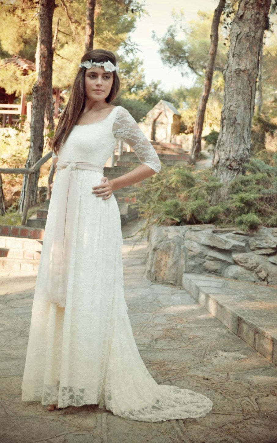 Bohemian Half Sleeve Floor-Length Lace Dress-712389 DorrisDress Bohemian Half Sleeve Floor-Length Lace Dress-712389 DorrisDress
