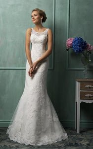 Mermaid Sleeveless Sheath Lace Wedding Dress-713443