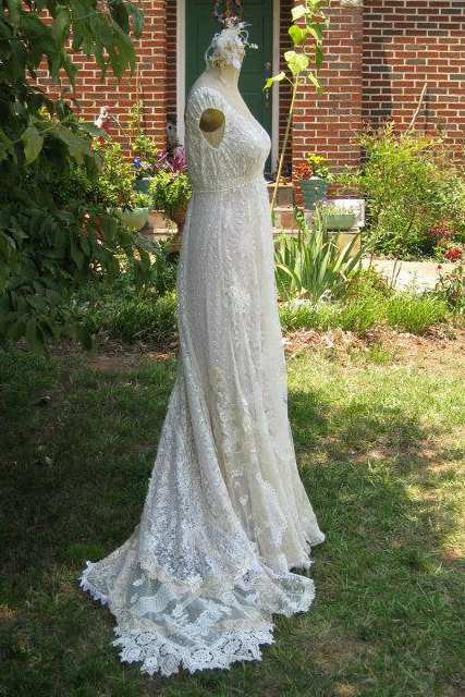 antique lace wedding dresses vintage French modest wedding dress in antique white lace with a low neckline Exquisite Antique ca 1900 Victorian
