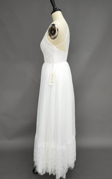 Spaghetti Strap Chiffon Lace Wedding Dress-Z715282