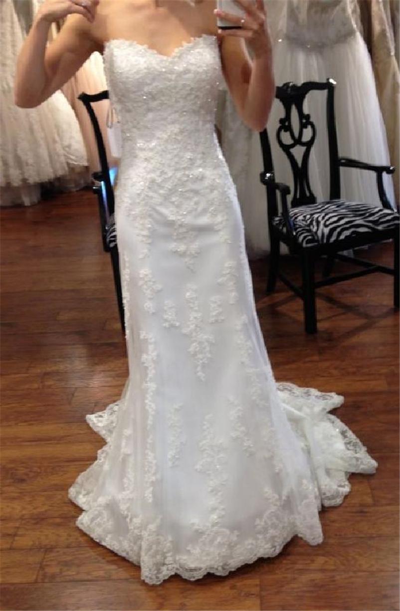 Applique Lace With Beading Mermaid Wedding Dress-715309