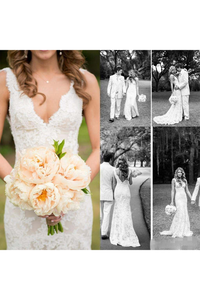 Sleeveless Deep V Neck Backless Mermaid Lace Summer Wedding Bridal Gow ... Sleeveless Deep V Neck Backless Mermaid Lace Summer Wedding Bridal Gow ...