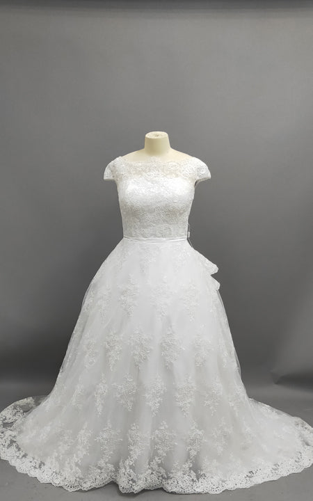 A-line Princess Scoop Lace Court Train Wedding Dresses-715443 – DorrisDress