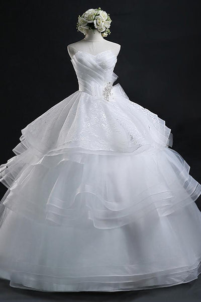 Ball Gown Sweetheart Organza Wedding Dress With Lace-715480
