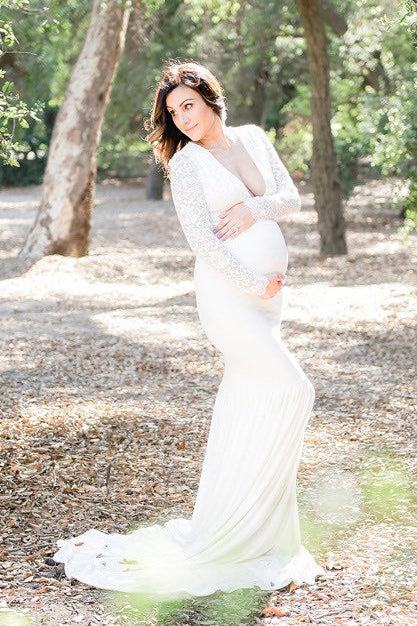 Simple Empire Long Sleeve Maternity Wedding Dress With Sweep Train – DorrisDress