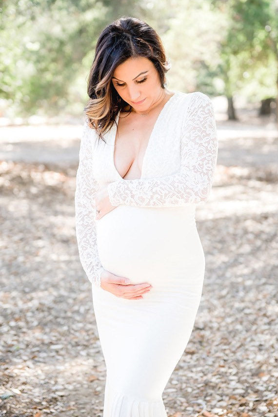 Simple Empire Long Sleeve Maternity Wedding Dress With Sweep Train DorrisDress Simple Empire Long Sleeve Maternity Wedding Dress With Sweep Train DorrisDress
