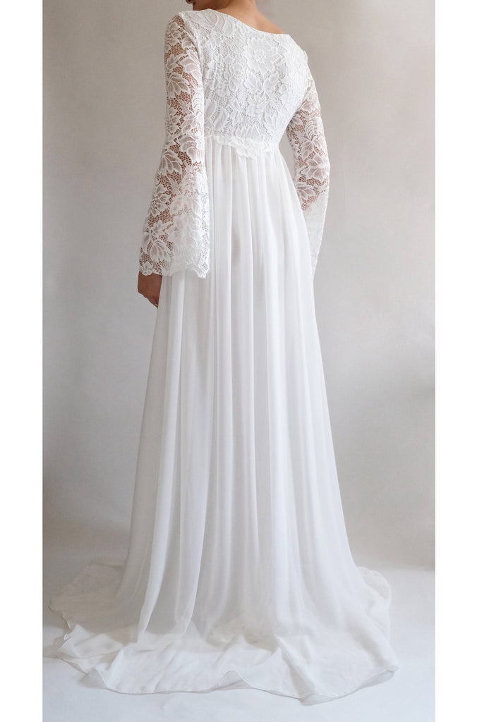 A-line Bell Long Sleeve Empire Maternity Wedding Dress-715522 DorrisDress A-line Bell Long Sleeve Empire Maternity Wedding Dress-715522 DorrisDress