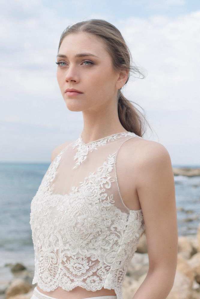 sachin and babi light blue dress Halter Top Wedding Dresses main image 0