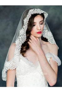 New Korean Style Wild Bride Lace Applique Short Veil