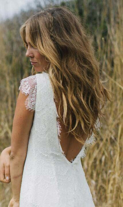 Vintage Country Boho Sheath Cap Sleeve Wedding Dress Elegant Simple Mo –  DorrisDress