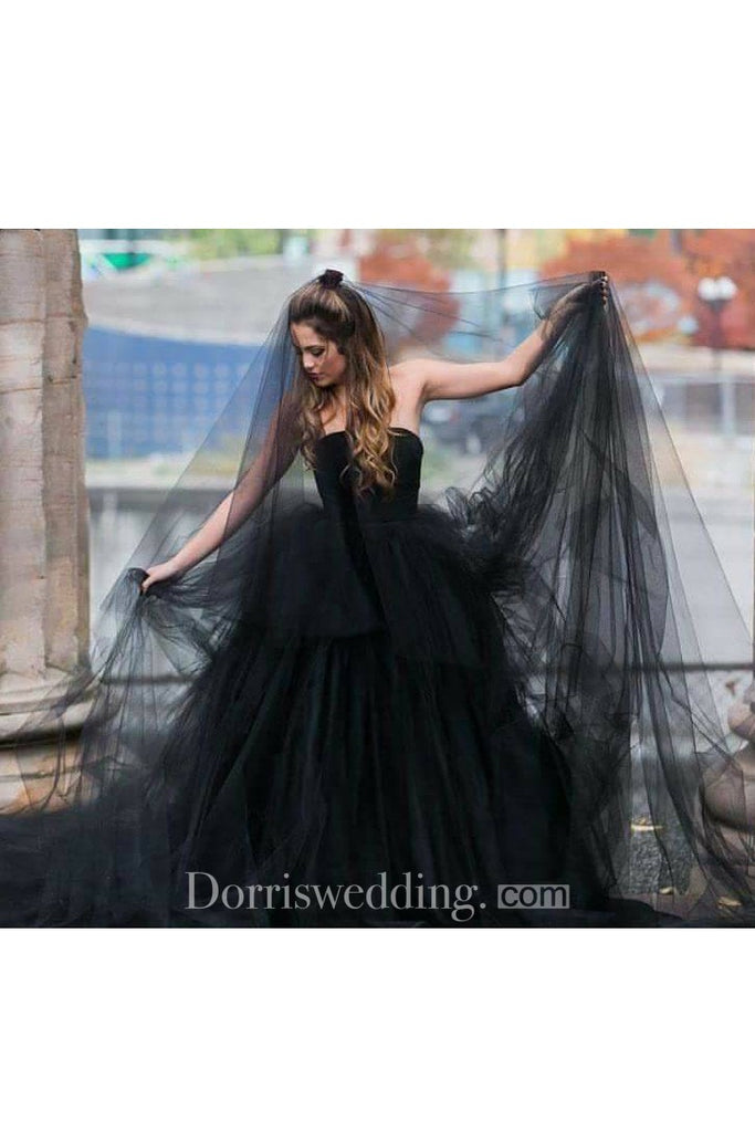 2018 Latest Black Ethereal Puffy Long Wedding Veil DorrisDress 2018 Latest Black Ethereal Puffy Long Wedding Veil DorrisDress