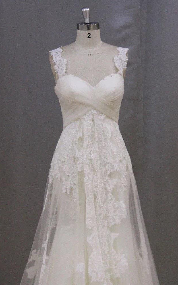 Long Sleeveless A-Line Lace Wedding Dress With Empire Waist-ET_711358 –  DorrisDress