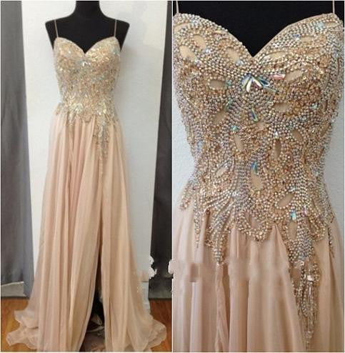 Gorgeous Sweetheart Crystal Prom Dress 2018 Long Chiffon Party Gowns