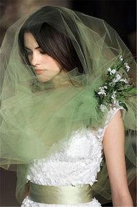 Korean Stylenew Simple Plain Tulle Light Green Photography Bridal Veil