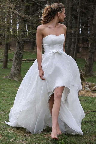 high low casual wedding dresses High Low Lace Wedding Dresses See Through Floral Ivory Beach Wedding Dresses SheerGirl