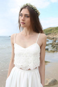 Chiffon Tulle Sequins Pleats Lace Wedding Dress