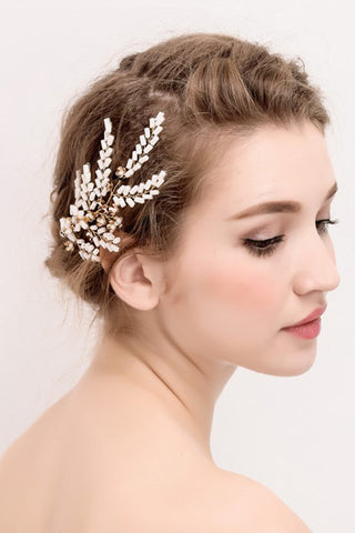 The New Aesthetic Handmade White Beads Small Fresh Sweet Bride Headdress-860288