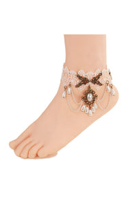 Fashion Fresh Sweet White Retro Lace Female Anklet-860339