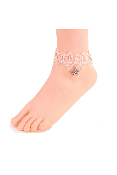 Retro White Sexy Lace Anklet 26 cm-860346