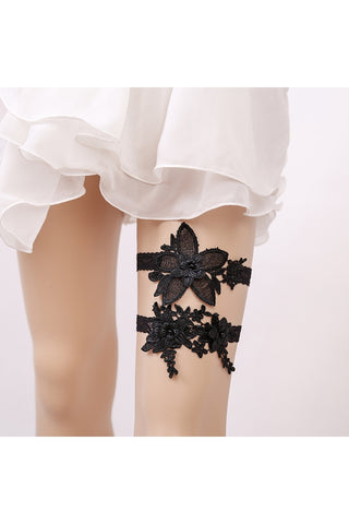Hot Bridal Garter Black Lace Two Piece Elastic Garter Within 16-23 inches-860487