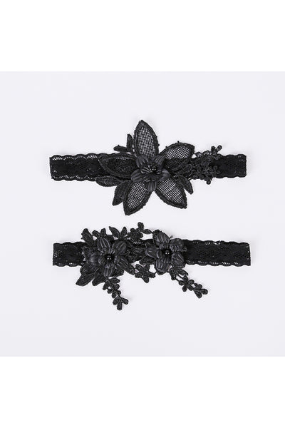 Hot Bridal Garter Black Lace Two Piece Elastic Garter Within 16-23 inches-860487