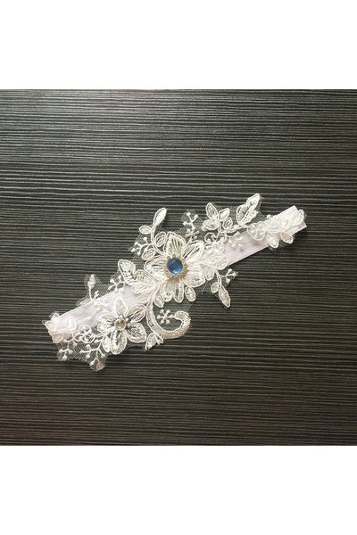Blue Diamond Lace Applique Elastic Garter Within 16-23inch-860497