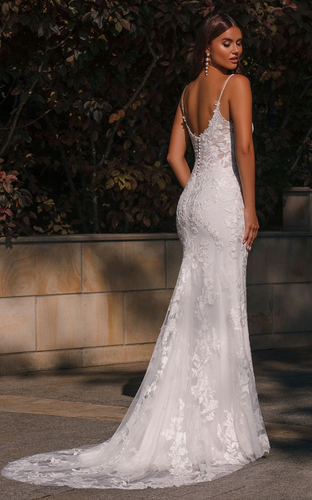 casual mermaid wedding dresses sheer back mermaid wedding dress Lace Mermaid Backless Long Sleeves Wedding Dresses SW450